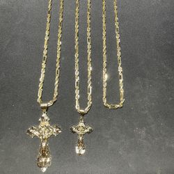 14K Gold-Filled Milano Chains & Crucifix Pendants