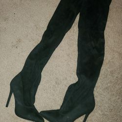Black Suede Thigh Boots