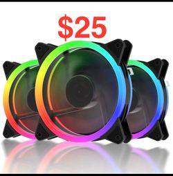 upHere 120mm RGB Case Fan, Silent Edition High Airflow LED Case Fan for PC Cases, 3-Pack, RGB123-3