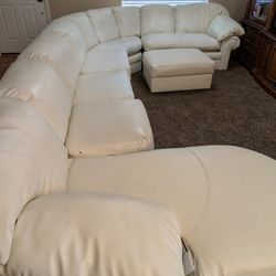 Leather sectional with ottoman