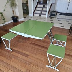1950 Briefcase  Vintage Metal Folding Picnic/Card Table Green