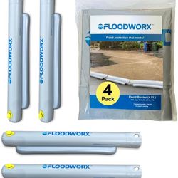 FLOODWORX Reusable Flood Barrier & Water Diverter 4-Pack (Each is 4ft x 6in)