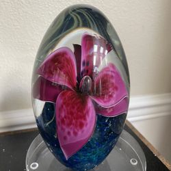 Eric Bracken Floral Glass House Studio Art Glass 6.5”H