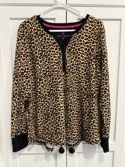 NWT Betsy Johnson XL Cheetah Print Long Sleeved Pajama Shirt