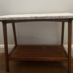 Two West Elm Reeves Marble Side Tables