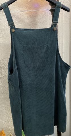 Plus Size Hunter Green Corduroy Overall Dress