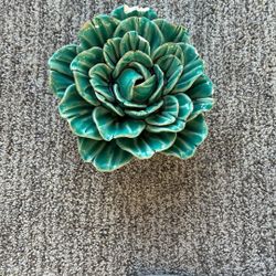 Ceramic Dark Turquoise/Teal Flower