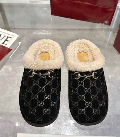 Fall/Winter New Arrival Women's Calfskin Horsebit Wool Slippers