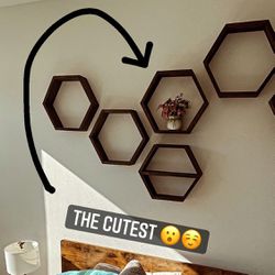 6 Brown Hexagon Shelves