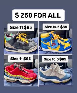 Jordan’s Nikes size 10.5-11 all 4 for $250