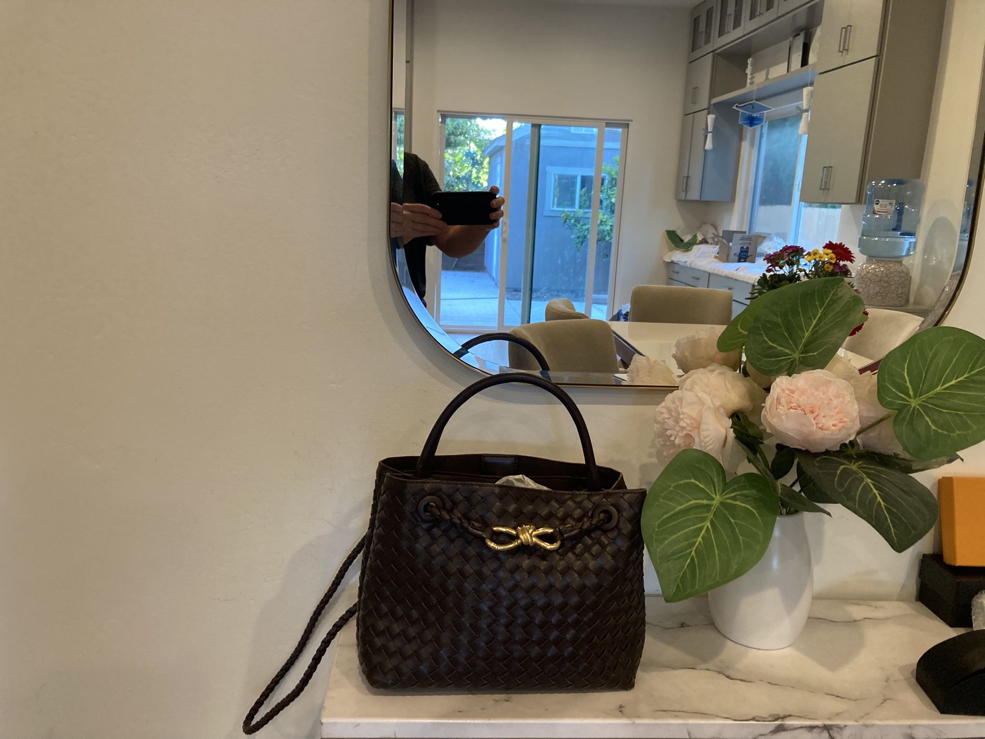 ✨Beautiful Design Purse Braided Leather Handbag Crossbody Bag Mid sized Perfection Chocolate Brown 