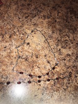 Garnet and sterling silver necklace and bracelet