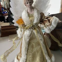Beautiful White And Gold angel 👼 tree topper 