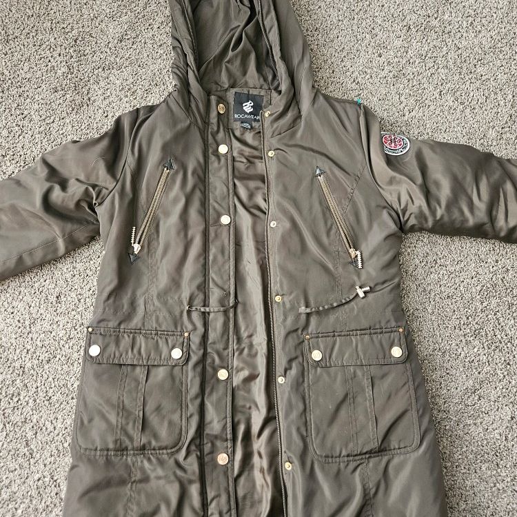 Rocawear Hooded Parka Jacket Medium Olive Green