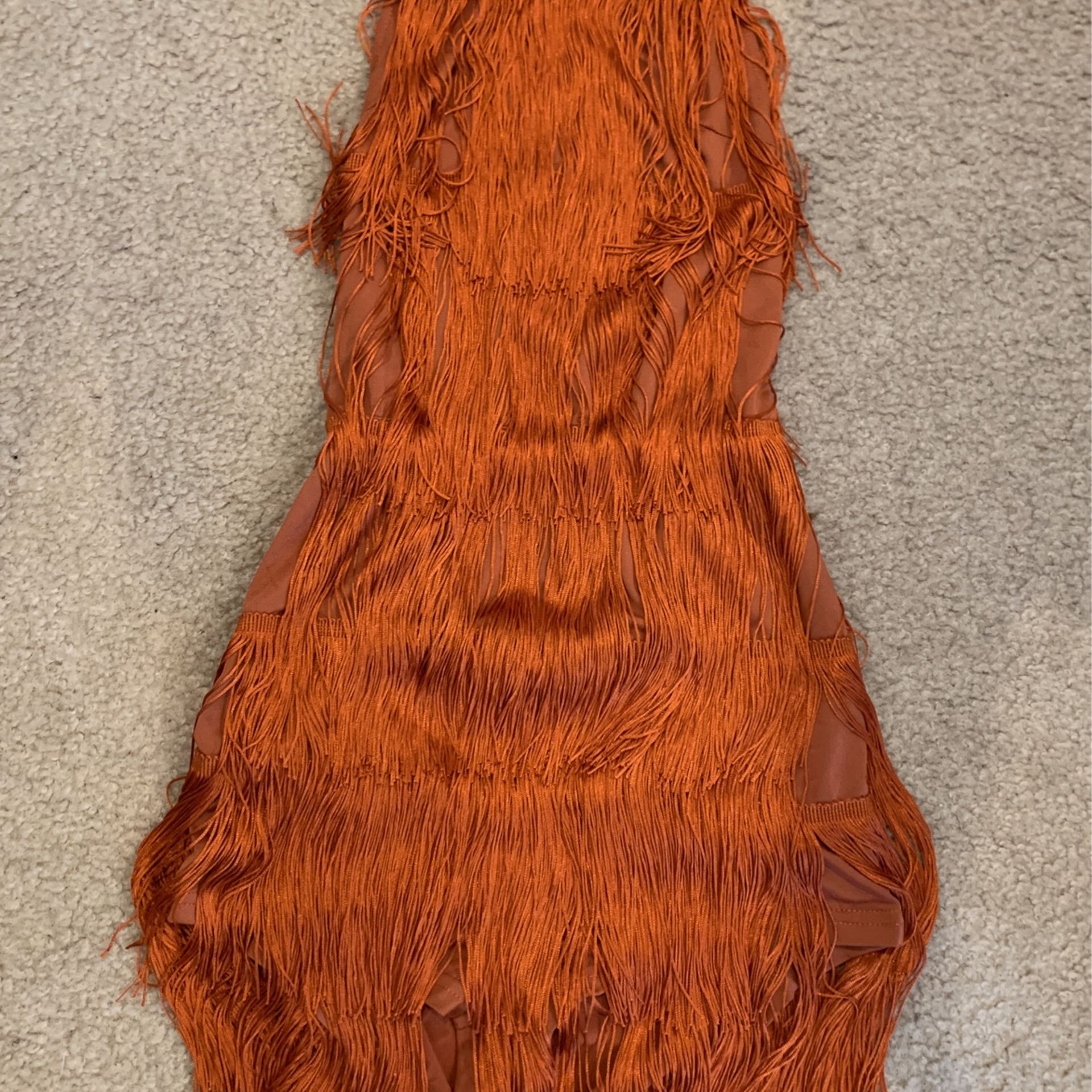Orange Flirty Fringe Romper 