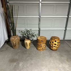 Teak Wood Vases