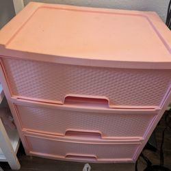 Pink Plastic Dresser With Wheels