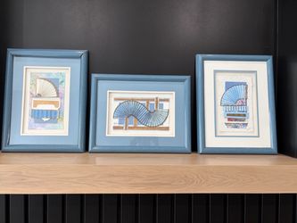Signed Vintage Abstract Framed Art From Houston Texas Native Artists Elaine Rose Lanoue And Guiteau Lanoue!