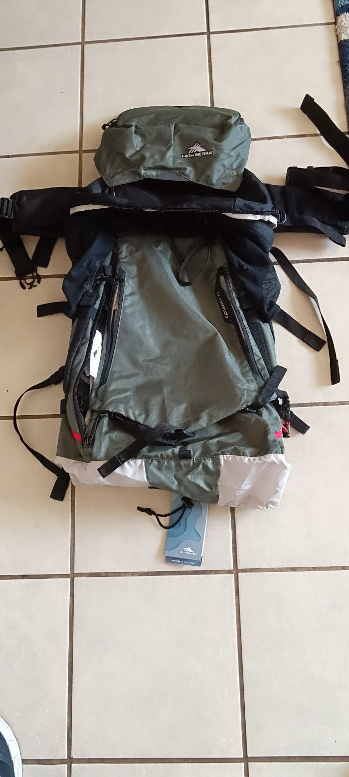 Brand New High Sierra Pathway 2.0 75L Backpack with Hydration Storage Sleeve, for Hiking, Biking, Camping, Traveling, Forest