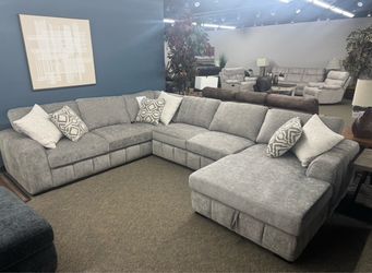 Ashley furniture midnight madness gray microfiber sectional sofa couch