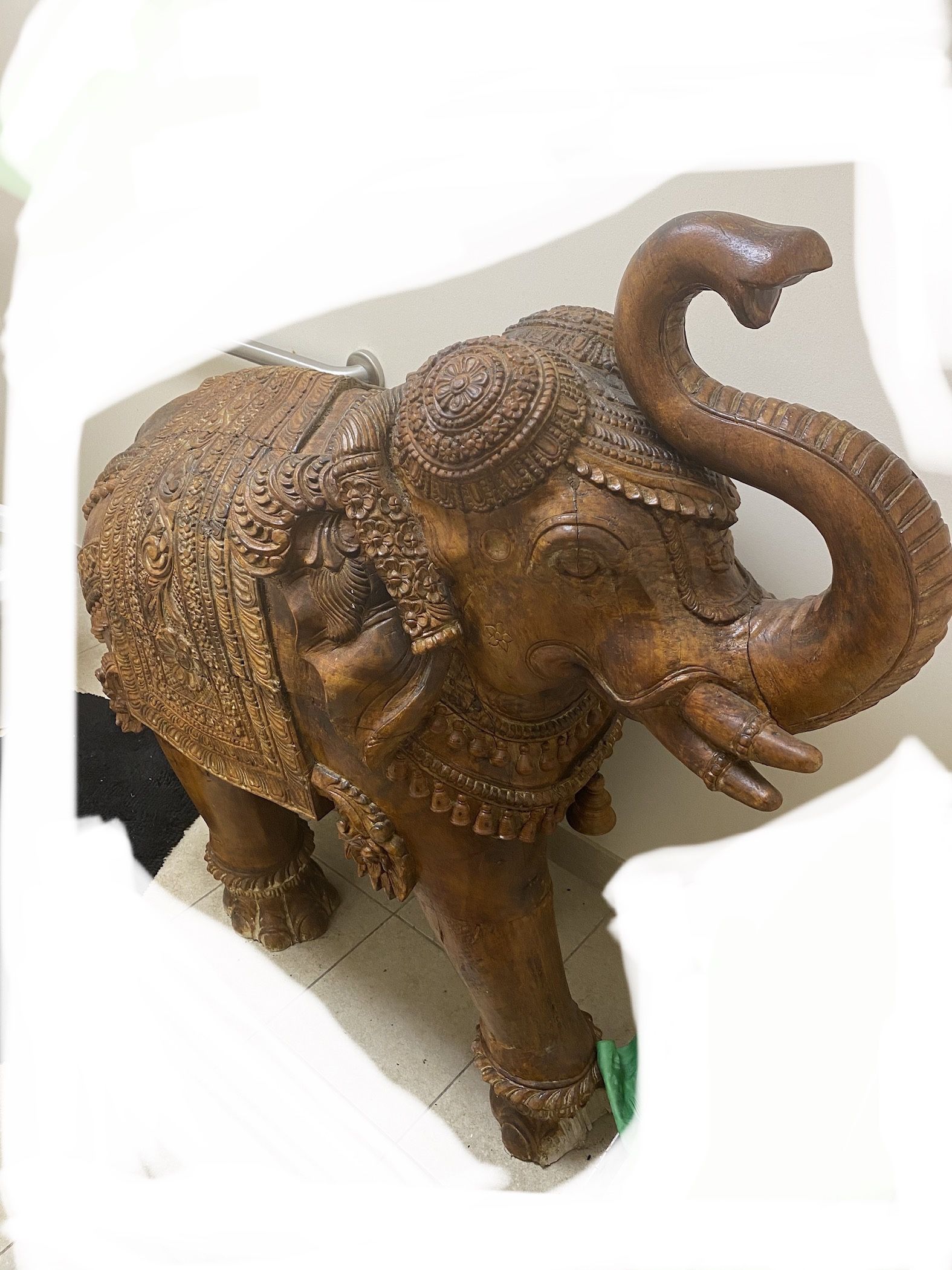2 Beautiful Hand Carved Wooden Elephants JUST REDUCED OBO