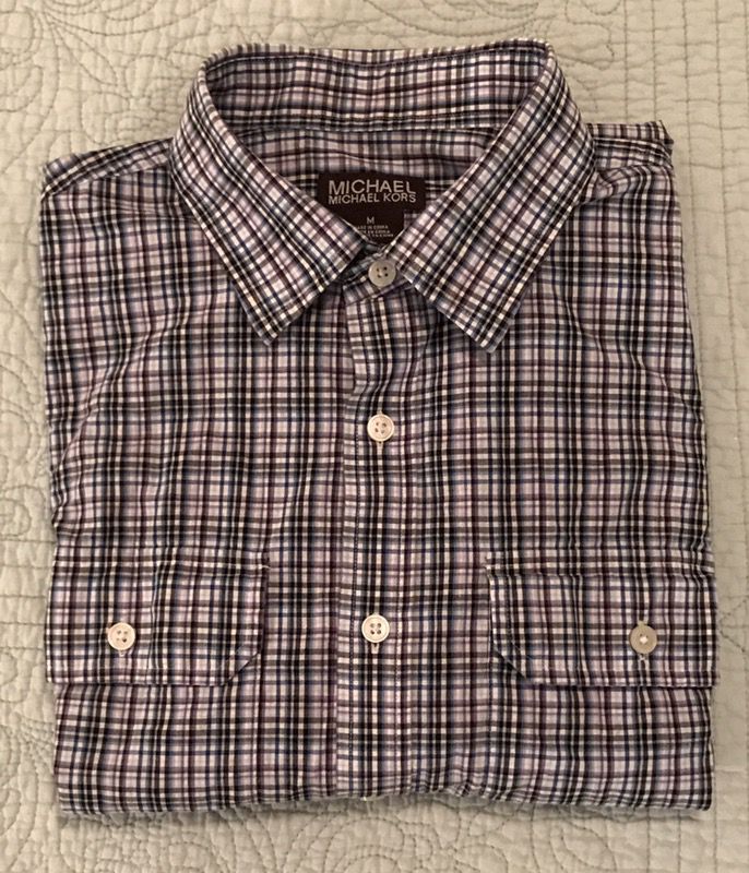 Michael Kors • Designer • Purple • Plaid • Button-Front • Shirt • Men • Medium