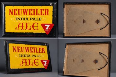 Vintage Neuweiler India Pale Ale Beer Sign 7 Oz Bottle Advertising Breweriana