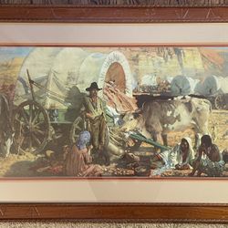 Large Framed Western Print – John Young-Hunter ‘Old Santa Fe Trail’ (1914), Rustic Western Frame