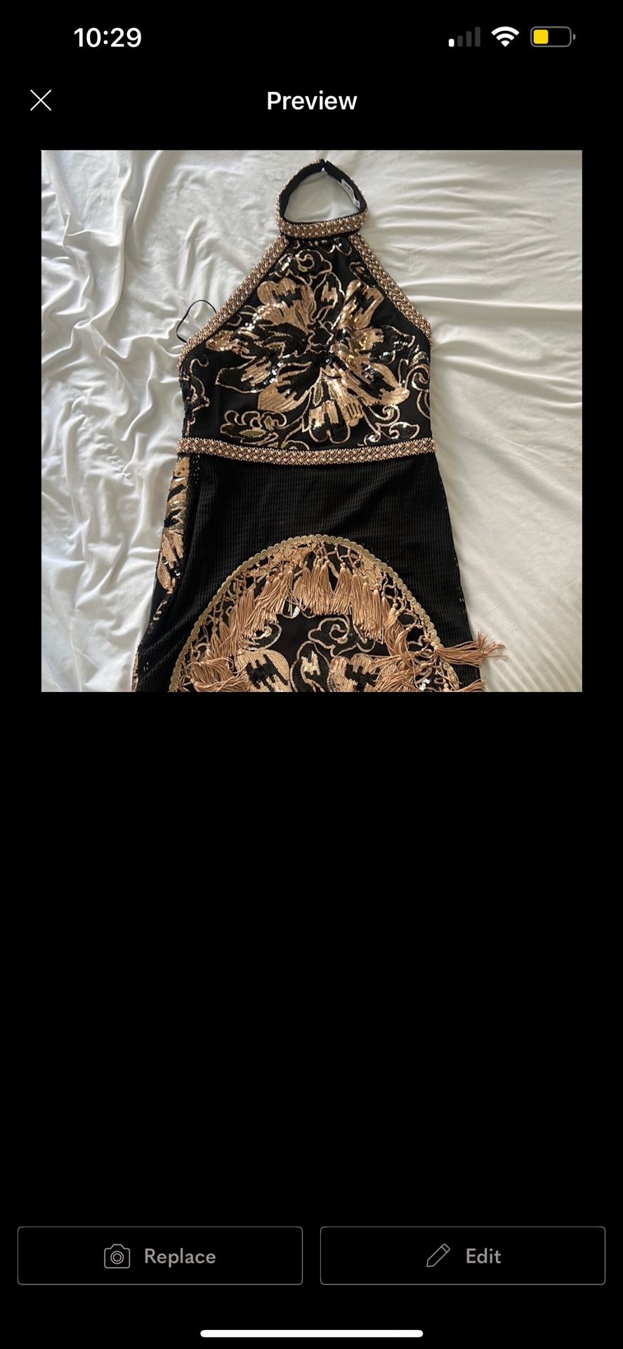 12th Tribe Black and Gold Backless Dress