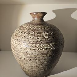 Vintage Ceramic Thai Asian Decorative Vase Rustic Clay Decor