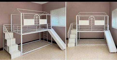 Twin Over Twin Bunk Bed with Stairs & Slide