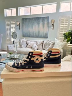 DISCONTINUED Fold-over Red, white and blue Converse, hightops