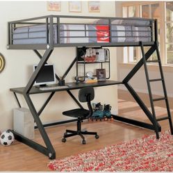 FULL WORKSTATIONS LOFT BED MATTRESS SOLD SEPARATELY NEW IN BOX ☎️ 1714586,2564