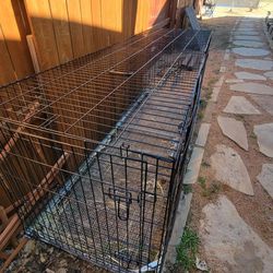  
Cage for an  XLarge Dog or Couple of Dogs. 2  48" Pet Cages attached plus wheels and 4 doors total. Best for Big Pets. Wire Metal Kennel & 2 Trays