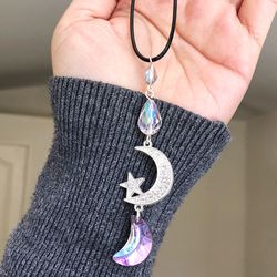 New Crystal Moon Sun Catcher Mirror Car Accessory Charm 