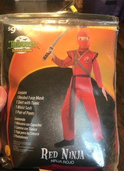 Halloween Costume-Red Ninja Large (10-12)