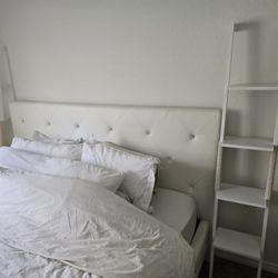 2x Ladder Shelves, 4-Tier Storage Display Organizer Rack, Wall-Leaning Bookshelf, White