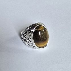 TIGEREYE MENS TITANIUM QUALITY FOREVER WEAR SILVER NEW SIZE 9 EMBOSSED RING