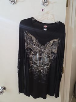 Harley-Davidson Black Long Sleeve Embellished Top