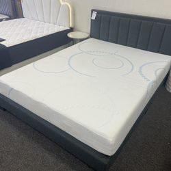 Queen Bed And Gel Memory Foam Mattress 