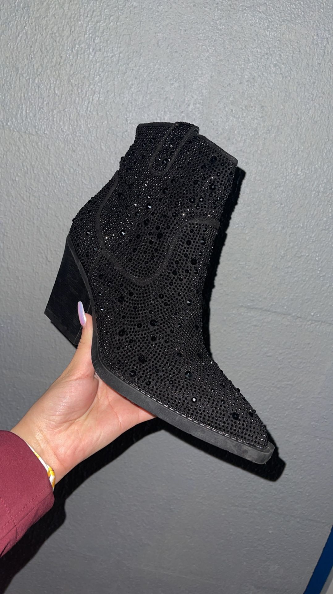 Black Rhinestone Booties 