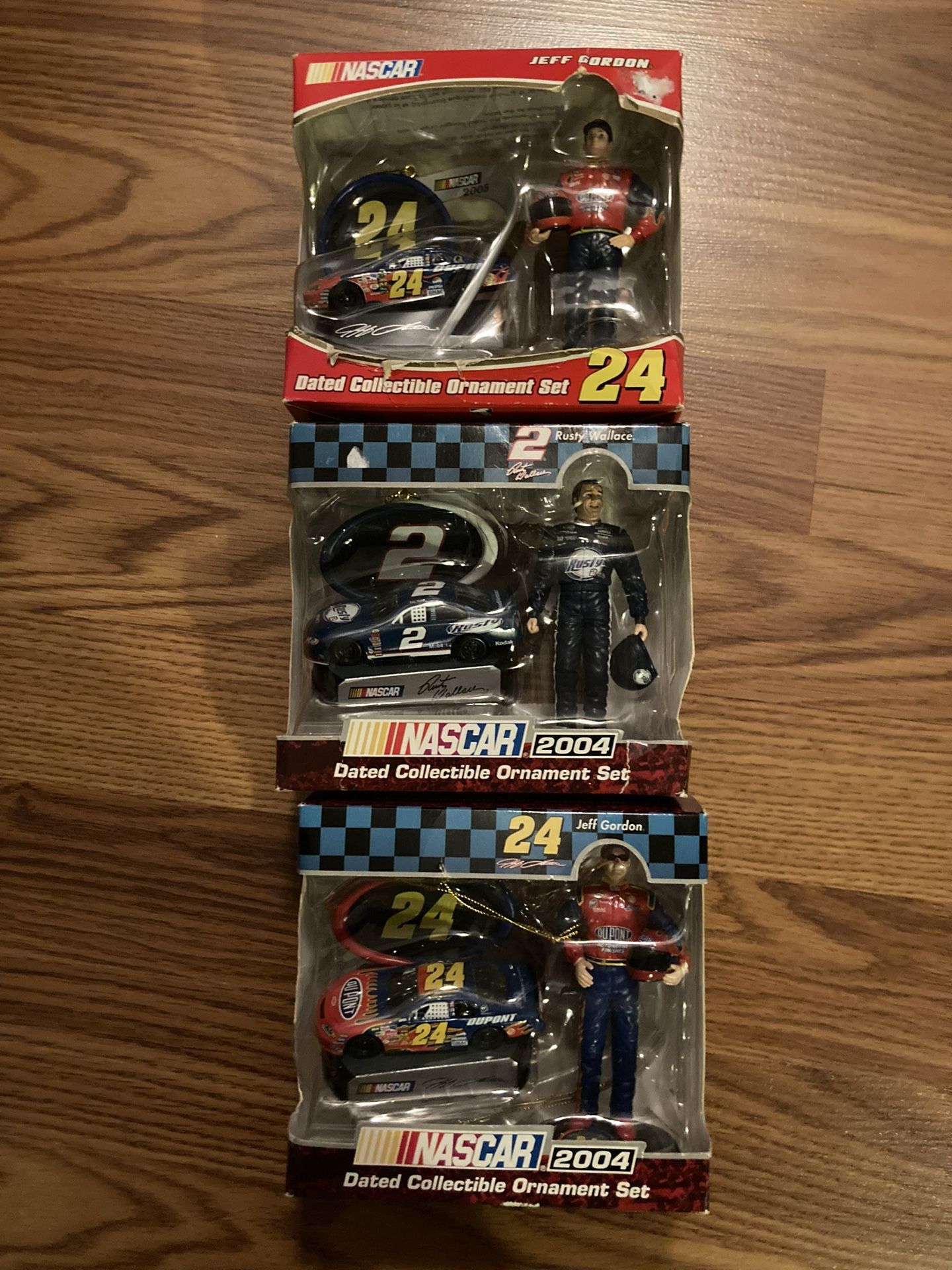 3 NASCAR 2004 Dated Collectible Ornaments