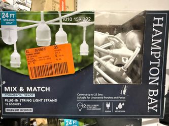 PLUG-IN STRING LIGHT STRAND 12 SOCKETS BULB NOT INCLUDED