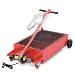 20 Gallon Electric Oil Drain Pan with 110V Pump & 8 Ft Hose, Low Profile & T Folding Handle Oil Drain Cart for Truck, Cars, SUVs 