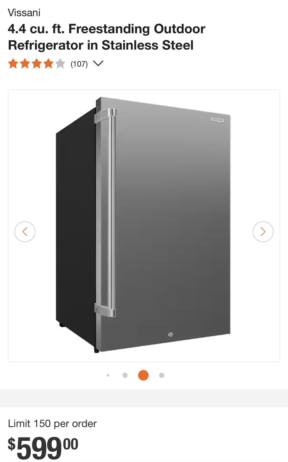 Outdoor Stainless Beverage Refrigerator - Brand New