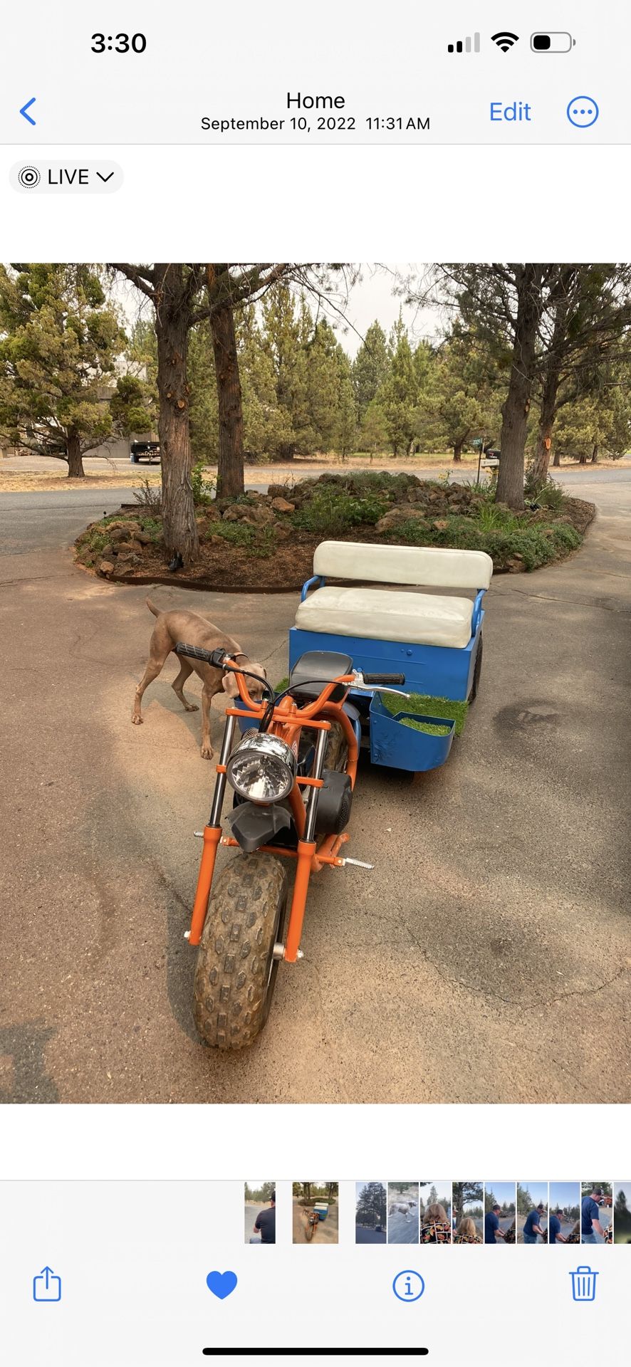 Motorcycle With Golf Kart Chassey Attached