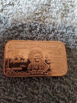 1 OZ COPPER  BAR 5 DOLLAR  BILL DESIGN