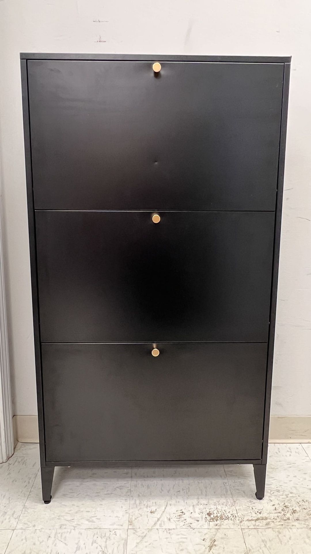 Shoe Cabinet, Modern Shoe Storage Cabinet with 3 Flip Drawers,Freestanding Shoe Rack Storage Organizer with Round Handles, Narrow Hidden Shoe Organize
