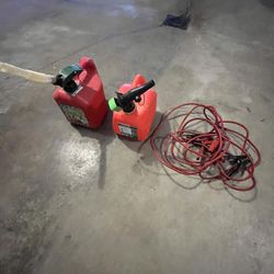 gas cans and jumper cables 