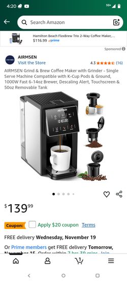 Airmsen Grind & Brew Coffee Maker With Grinder